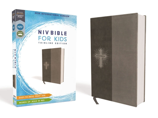 Niv, Bible for Kids, Leathersoft, Gray, Red Letter, Comfort Print: Thinline Edition -- Zondervan, Leather