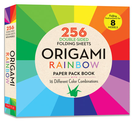 Origami Rainbow Paper Pack Book: 256 Double-Sided Folding Sheets (Includes Instructions for 8 Models) -- Tuttle Studio, Paperback
