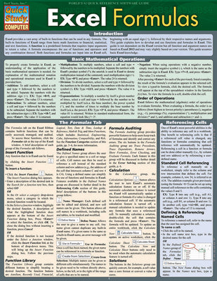 Excel Formulas: Quickstudy Laminated Study Guide (Quickstudy Computer) -- John Hales, Other