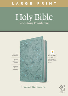 NLT Large Print Thinline Reference Bible, Filament Enabled Edition (Red Letter, Leatherlike, Floral/Teal) -- Tyndale, Imitation Leather