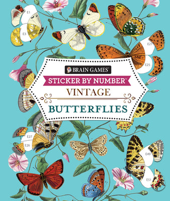 Brain Games - Sticker by Number - Vintage: Butterflies -- Publications International Ltd, Paperback
