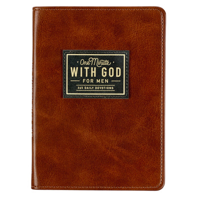 One Minute with God for Men 365 Devotions, Brown Faux Leather Flexcover -- Christian Art Gifts, Leather