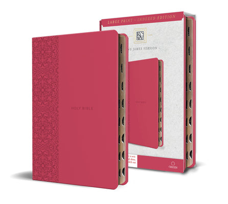 KJV Holy Bible, Large Print Medium Format, Fuchsia Faux Leather W/Ribbon Marker, Red Letter, Thumb Index -- King James Version, Paperback