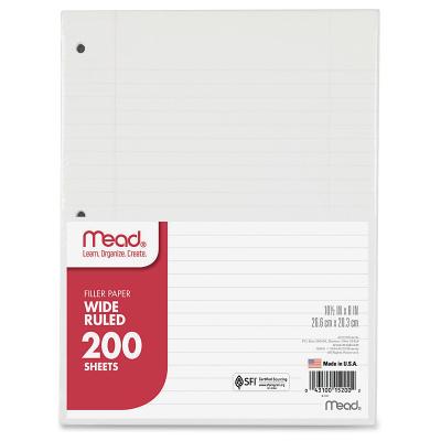 Cover Image for Mead Wide Ruled Filler Paper, 8 X 10.5, White, 200 Sheets/Pack (15200) -- Mead, OO