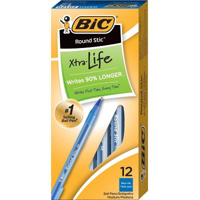Cover Image for Bic Round Stic Xtra-Life Ballpoint Pen, Medium Point, 1.0mm, Blue Ink, Dozen (20120/Gsm11bl) -- Bic, OO