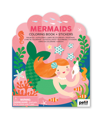 Cover Image for Coloring Book with Stickers Mermaids -- Petit Collage, Paperback