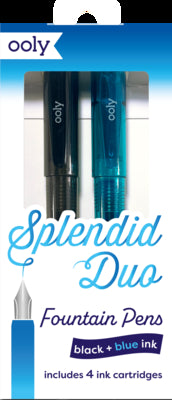 Cover Image for Splendid Duo Fountain Pens: Black & Blue Inks - Set of 2 Pens & 4 Cartridges -- Ooly, Other