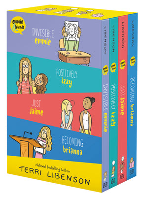 Cover Image for Emmie & Friends 4-Book Box Set: Invisible Emmie, Positively Izzy, Just Jaime, Becoming Brianna (a Graphic Novel Box Set) -- Terri Libenson, Mixed Media Product