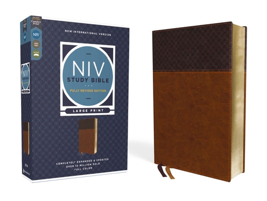 Cover Image for NIV Study Bible, Fully Revised Edition, Large Print, Leathersoft, Brown, Red Letter, Comfort Print -- Kenneth L. Barker, Imitation Leather