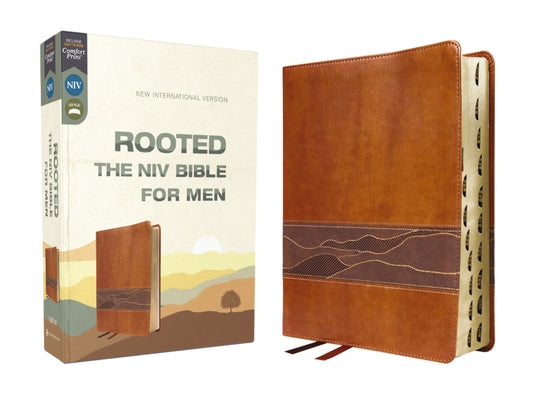 Cover Image for Rooted: The NIV Bible for Men, Leathersoft, Brown, Thumb Indexed, Comfort Print -- Livingstone Corporation, Leather / Fine Binding
