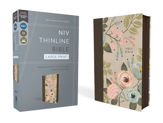 Cover Image for Niv, Thinline Bible, Large Print, Leathersoft, Floral, Zippered, Red Letter, Comfort Print -- Zondervan, Leather / Fine Binding
