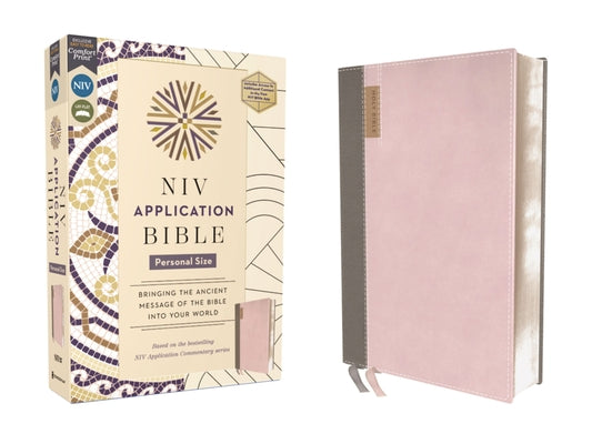 Cover Image for NIV Application Bible, Personal Size, Leathersoft, Pink/Gray, Red Letter, Comfort Print: Bringing the Ancient Message of the Bible Into Your World -- Zondervan, Leather / Fine Binding
