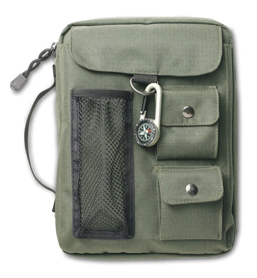 Cover Image for Compass Bible Cover, Zippered, with Handle, Nylon, Green, Medium -- Zondervan, Other