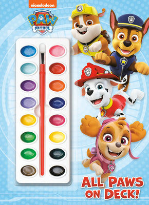 Cover Image for All Paws on Deck! (Paw Patrol): Activity Book with Paintbrush and 16 Watercolors [With Paint Brush and Paint] -- Golden Books, Paperback