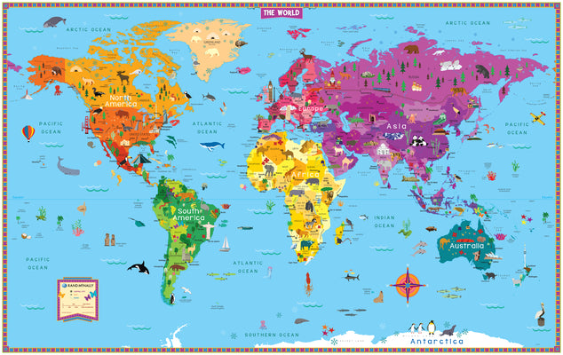 Cover Image for Rand McNally Kids' Illustrated World Wall Map - Folded -- Rand McNally, Sheet Map, Flat