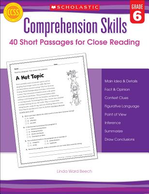 Cover Image for Comprehension Skills: 40 Short Passages for Close Readings, Grade 6 -- Linda Beech, Paperback
