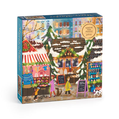 Cover Image for Joy Laforme Merry Market 1000 Piece Foil Puzzle in a Square Box -- Galison, Jigsaw