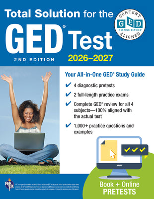 Cover Image for GED Total Solution, for the 2026-2027 GED Test: Certified GED Aligned Prep -- Laurie Callihan, Paperback