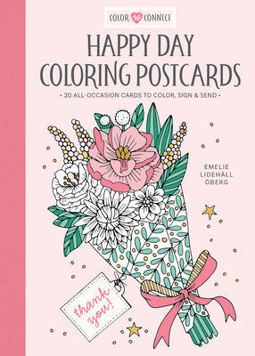 Cover Image for Happy Day Coloring Postcards: 20 All-Occasion Cards to Color, Sign, and Send -- Emelie Lidehäll Öberg, Paperback