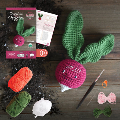 Cover Image for Crochet Your Veggies Amigurumi Kit Radish: Everything You Need Is Included: 100%-Cotton Yarn, Crochet Hook, Stitch Marker, Tapestry Needle, Fiberfill, -- Schiffer Publishing Ltd, Other