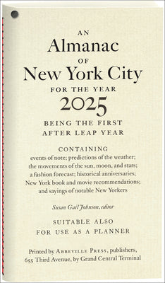 Cover Image for An Almanac of New York City for the Year 2025 -- Susan Gail Johnson, Paperback