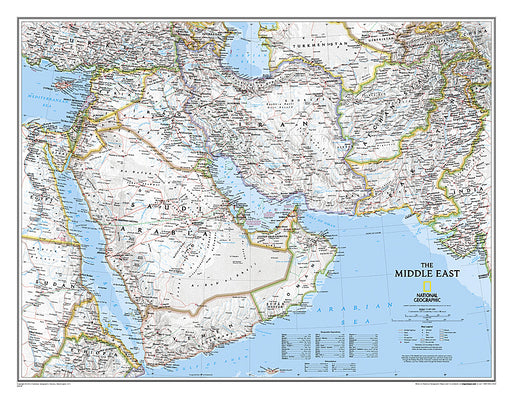 Cover Image for National Geographic Middle East Wall Map - Classic (30.25 X 23.5 In) -- National Geographic Maps, Not Folded