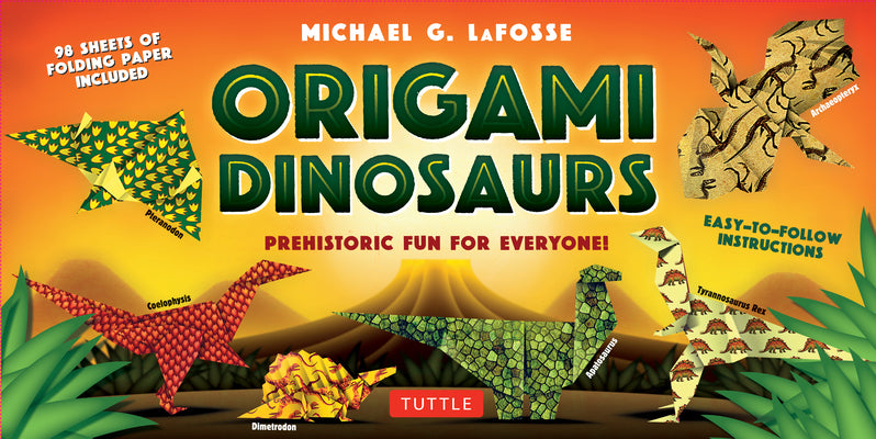 Cover Image for Origami Dinosaurs Kit: Prehistoric Fun for Everyone!: Kit Includes 2 Origami Books, 20 Fun Projects and 98 Origami Papers -- Michael G. Lafosse, Other
