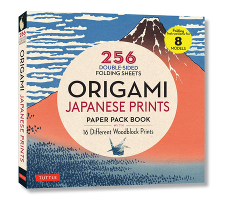 Cover Image for Origami Japanese Prints Paper Pack Book: 256 Double-Sided Folding Sheets with 16 Different Japanese Woodblock Prints with Solid Colors on the Back (In -- Tuttle Studio, Paperback