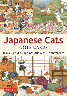 Cover Image for Japanese Cats - 12 Blank Note Cards: In 6 Original Illustrations by Setsu Broderick with 12 Envelopes in a Keepsake Box -- Setsu Broderick, Other