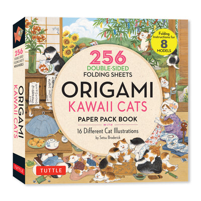 Cover Image for Origami Kawaii Cats Paper Pack Book: 256 Double-Sided Folding Sheets (Includes Instructions for 8 Models) -- Setsu Broderick, Paperback