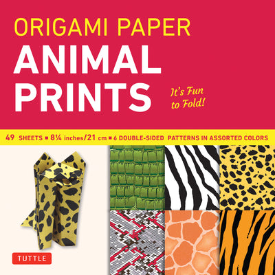 Cover Image for Origami Paper - Animal Prints - 8 1/4 - 49 Sheets: Tuttle Origami Paper: Large Origami Sheets Printed with 6 Different Patterns: Instructions for 6 Pr -- Tuttle Studio, Loose Leaf