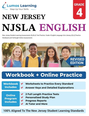Cover Image for New Jersey Student Learning Assessments (NJSLA) Test Practice: Grade 4 English Language Arts Literacy (ELA) Practice Workbook and Full-length Online A -- Lumos Learning, Paperback