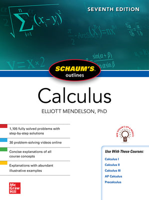 Cover Image for Schaum's Outline of Calculus, Seventh Edition -- Elliott Mendelson, Paperback