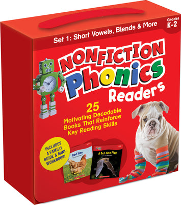 Cover Image for Nonfiction Phonics Readers Set 1: Short Vowels, Blends & More (Single-Copy Set) -- Liza Charlesworth, Mixed Media Product