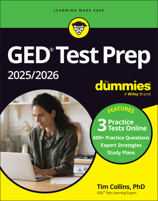 Cover Image for GED Test Prep 2025/2026 for Dummies: Book + 3 Practice Tests Online -- Tim Collins, Paperback