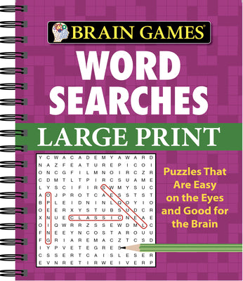 Brain Games - Word Searches - Large Print (Purple) -- Publications International Ltd, Spiral