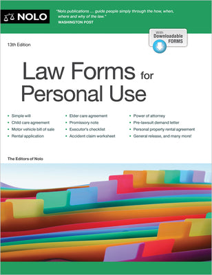 Cover Image for Law Forms for Personal Use -- The Editors of Nolo Nolo the Editors, Paperback