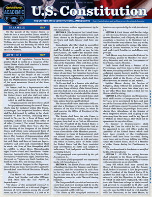 Cover Image for U.S. Constitution: A Quickstudy Laminated Reference Guide -- Barcharts Publishing Inc, Poster