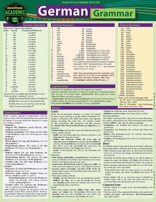 Cover Image for German Grammar: Quickstudy Laminated Reference Guide -- Barcharts Publishing Inc, Other