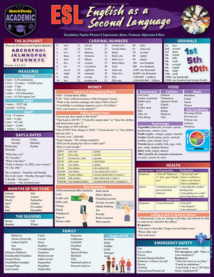 Cover Image for ESL - English as a Second Language: A Quickstudy Laminated Reference Guide -- Misa Lindberg Med Tesol, Other