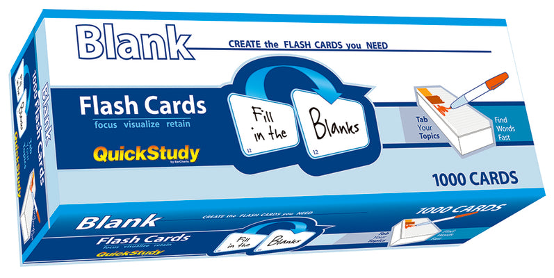 Cover Image for Blank Flash Cards - 1000 Cards: A Quickstudy Reference Tool -- Barcharts Publishing Inc, Other