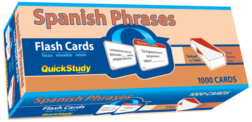 Cover Image for Spanish Phrases Flash Cards (1000 Cards): A Quickstudy Reference Tool -- Joseph Levy, Other