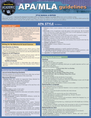 Cover Image for Apa/MLA Guidelines - 7th/9th Editions Style Reference for Writing: A Quickstudy Laminated Guide -- Kaitlyn McNamee, Poster