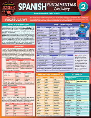 Cover Image for Spanish Fundamentals 2 - Vocabulary: A Quickstudy Laminated Reference Guide -- Jennifer Murtoff, Poster