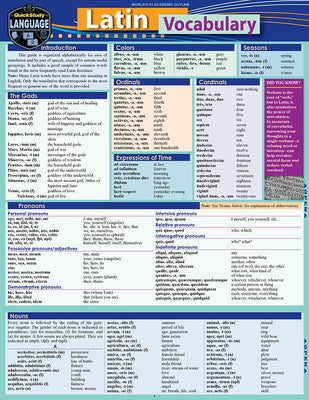 Cover Image for Latin Vocabulary: A Quickstudy Laminated Reference Guide -- Rachel Jacobs, Other