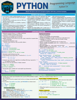 Cover Image for Python Programming Language: A Quickstudy Laminated Reference Guide -- Robin Nixon, Other