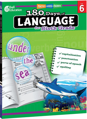 Cover Image for 180 Days(tm) Language for Sixth Grade: Practice, Assess, Diagnose -- Suzanne I. Barchers, Paperback