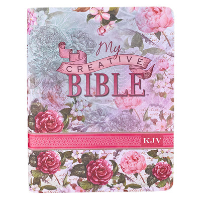 Cover Image for KJV My Creative Bible (Faux Leather, Pink Floral Print) -- Christian Art Gifts, Imitation Leather