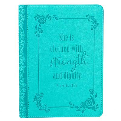 Cover Image for Christian Art Gifts Classic Handy-Sized Journal Strength and Dignity Proverbs 31 Woman Bible Verse Inspirational Scripture Notebook W/Ribbon, Faux Lea -- Christian Art Gifts, Paperback