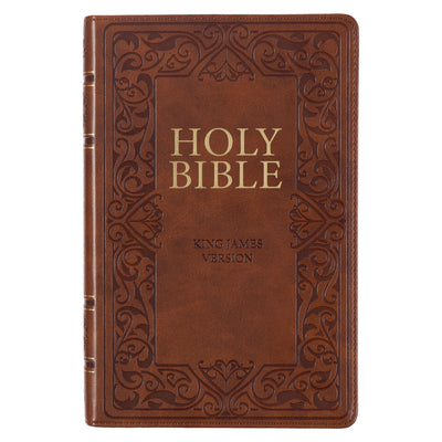 Cover Image for KJV Bible Deluxe Gift (Faux Leather, Medium Brown) -- Christian Art Gifts, Imitation Leather